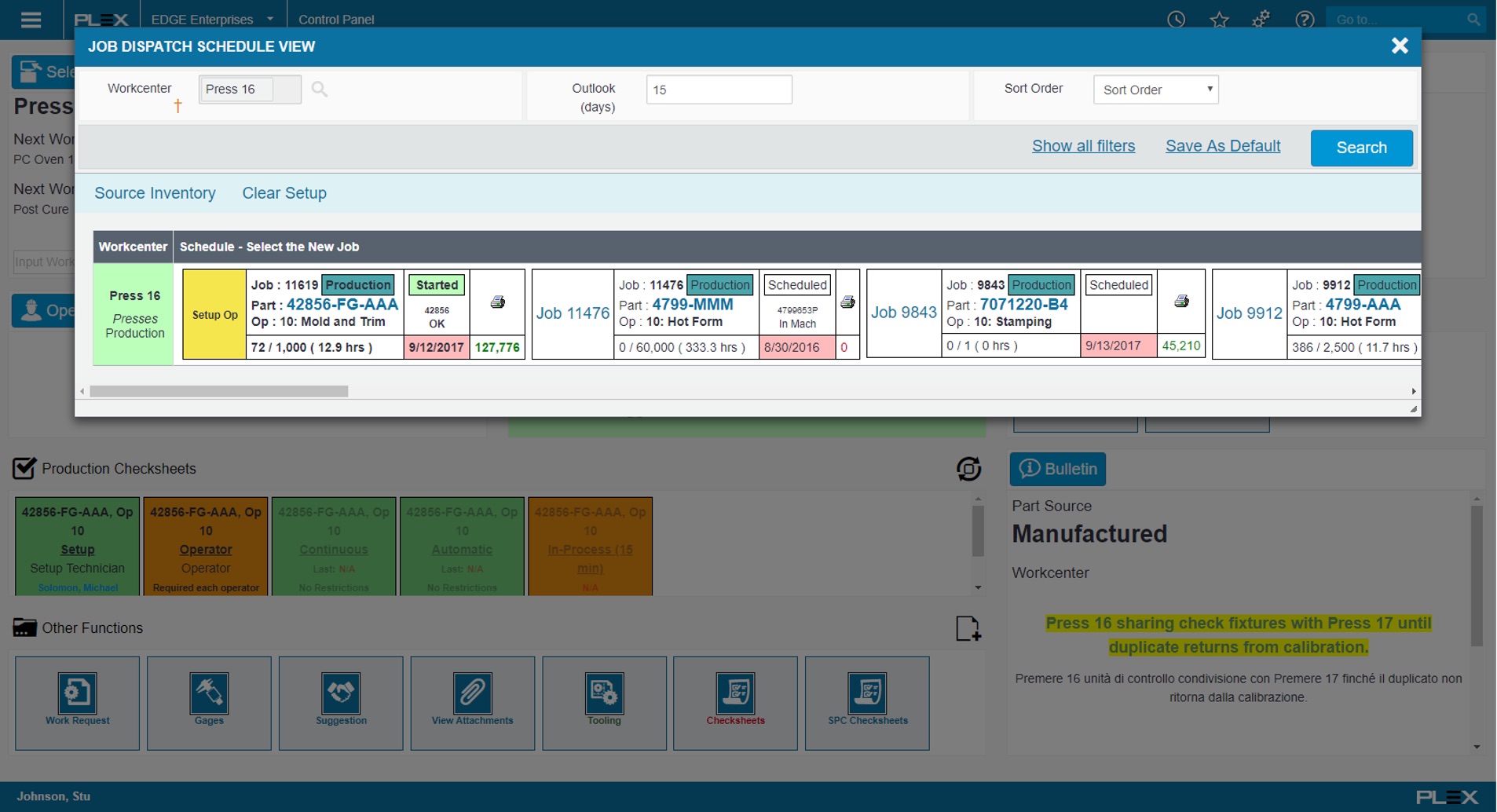 screenshot of Plex Smart Manufacturing Platform